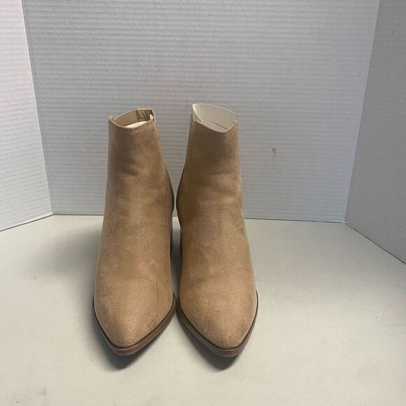 ZBY Women’s Tan Beige Ankle Boots Side Gore Size 7 Block Heels See Description - Picture 10 of 12